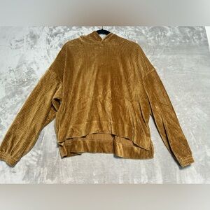 Aerie Crushed Velvet Hoodie Women’s Medium Brown Loungewear